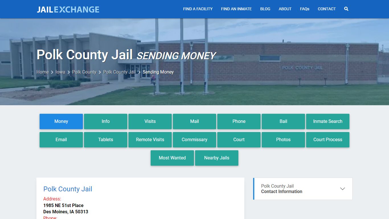 Send Money to Inmate - Polk County Jail, IA - Jail Exchange
